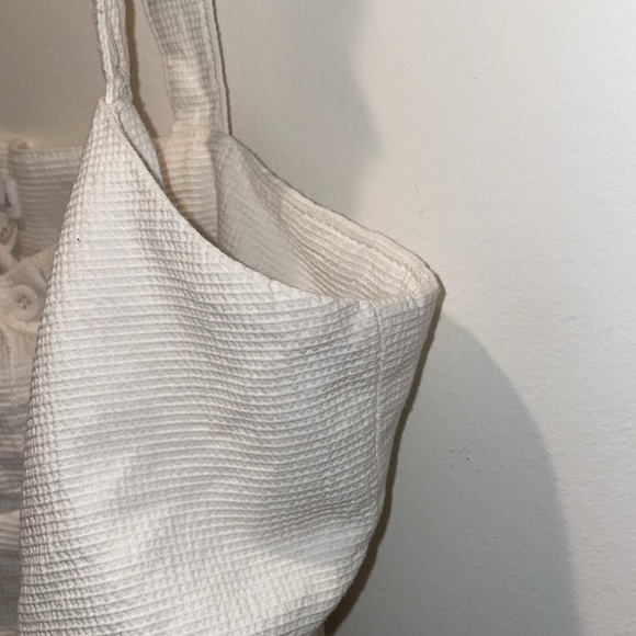 White Crop Top with Button-up Front and Ruffled Sleeve Caps - Picture 9 of 9